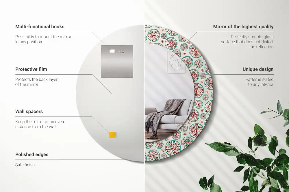 Spiegel rund Boho-Muster
