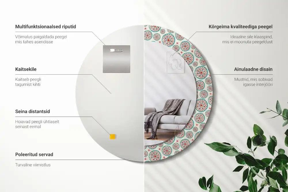 Spiegel rund Boho-Muster