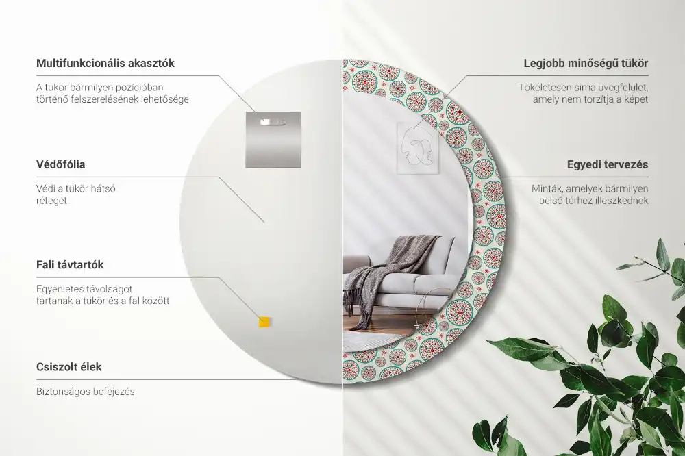 Spiegel rund Boho-Muster