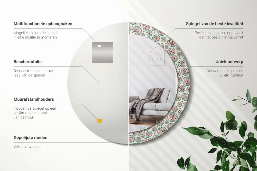 Spiegel rund Boho-Muster