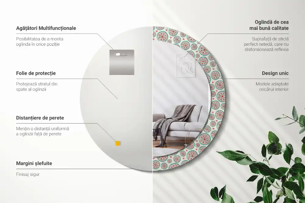 Spiegel rund Boho-Muster