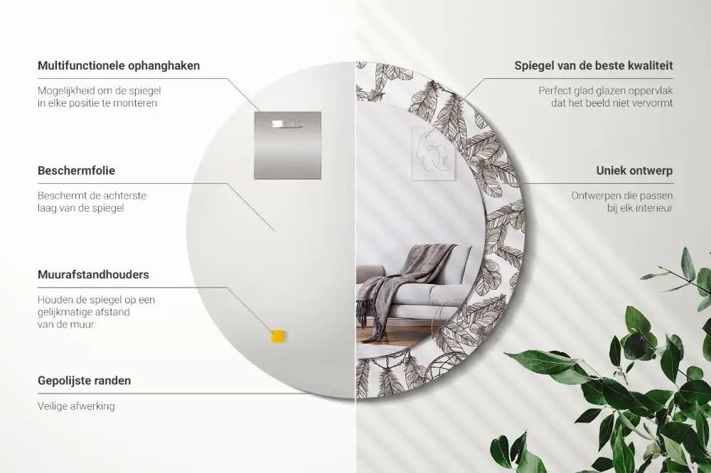 Spiegel mit bedrucktem Rahmen rund Traumfänger