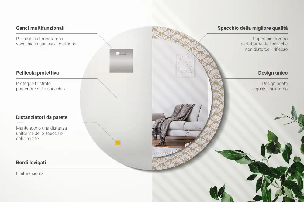 Spiegel rund Orientalische Blume