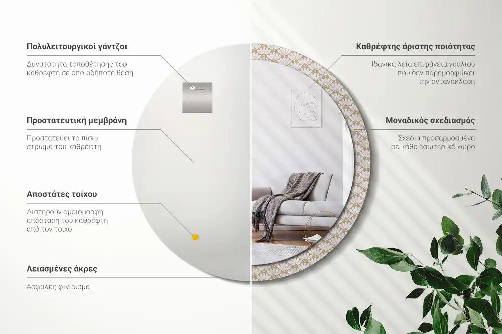 Spiegel rund Orientalische Blume