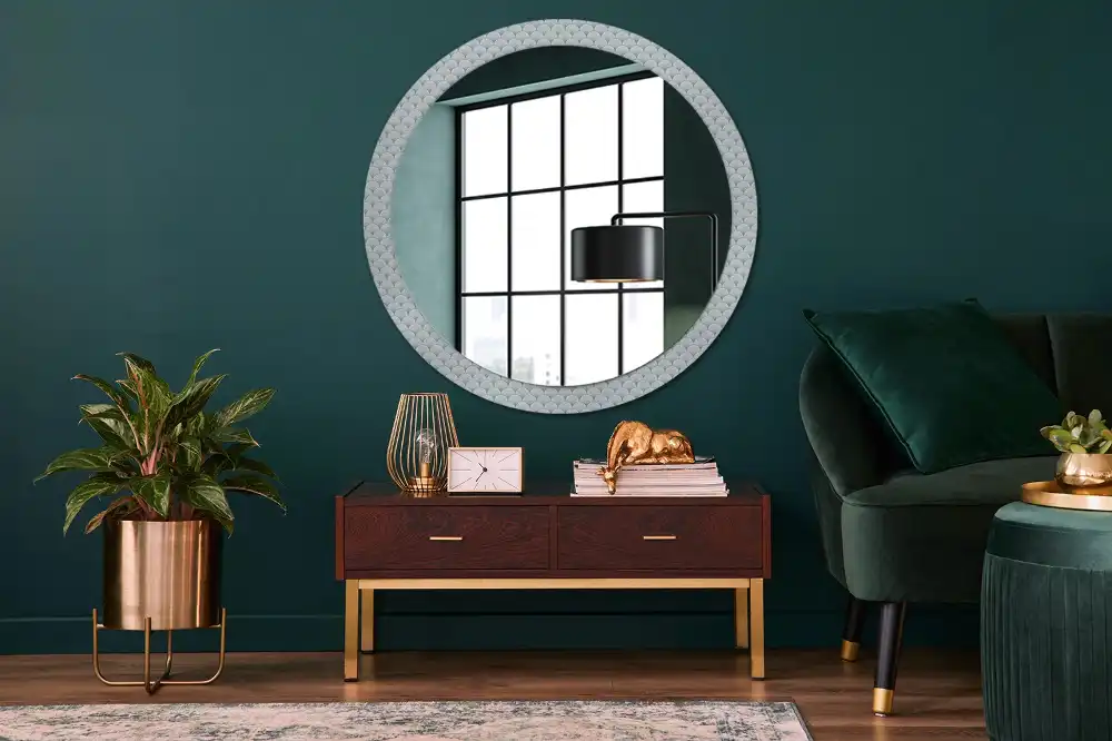 Spiegel rund Retro Vintage Muster