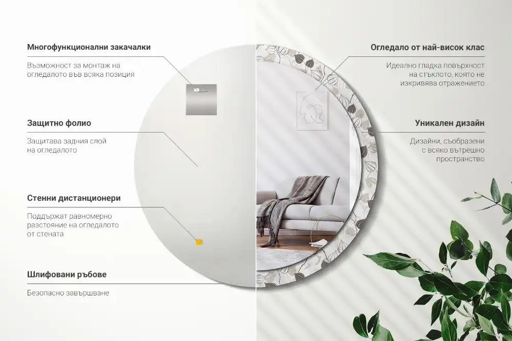 Runden spiegel Abstrakt-blumig