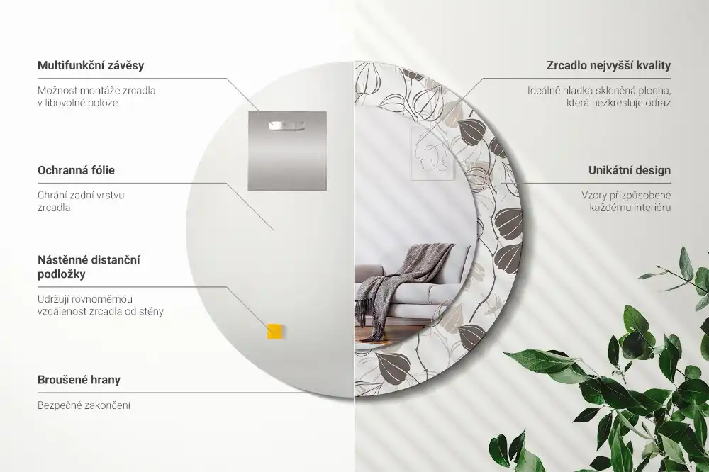 Runden spiegel Abstrakt-blumig