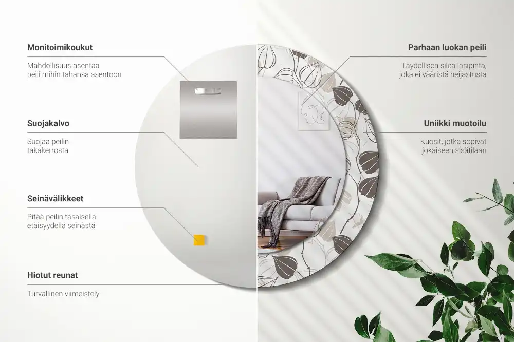 Runden spiegel Abstrakt-blumig