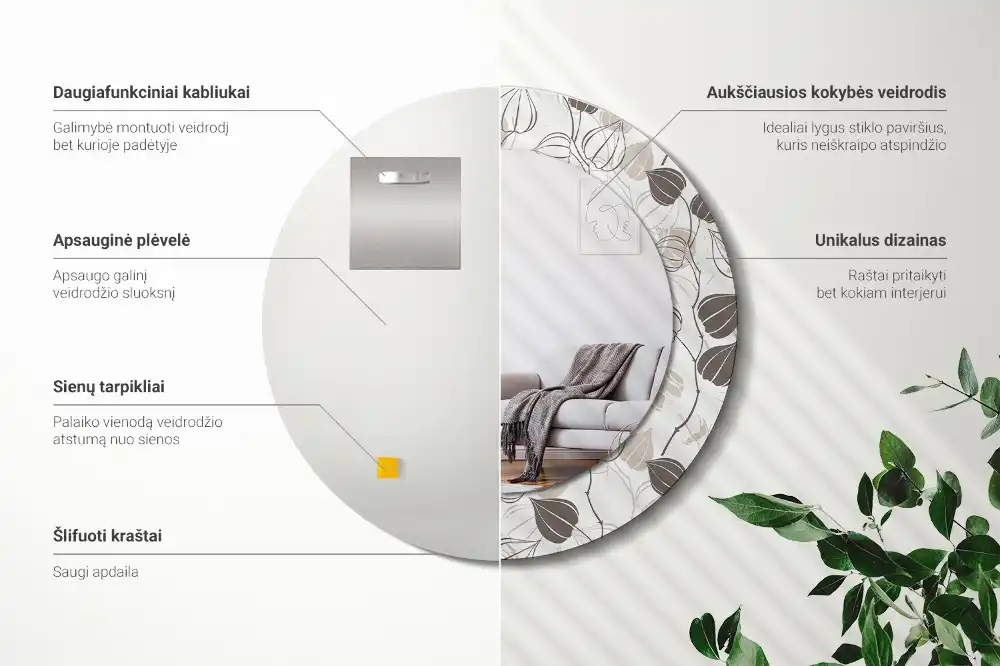 Runden spiegel Abstrakt-blumig