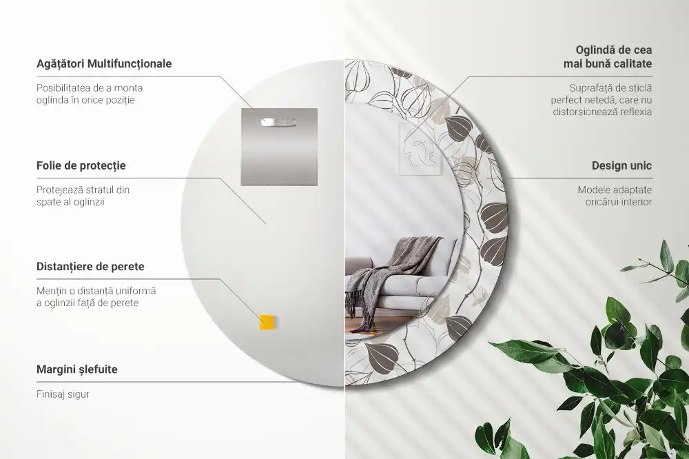 Runden spiegel Abstrakt-blumig