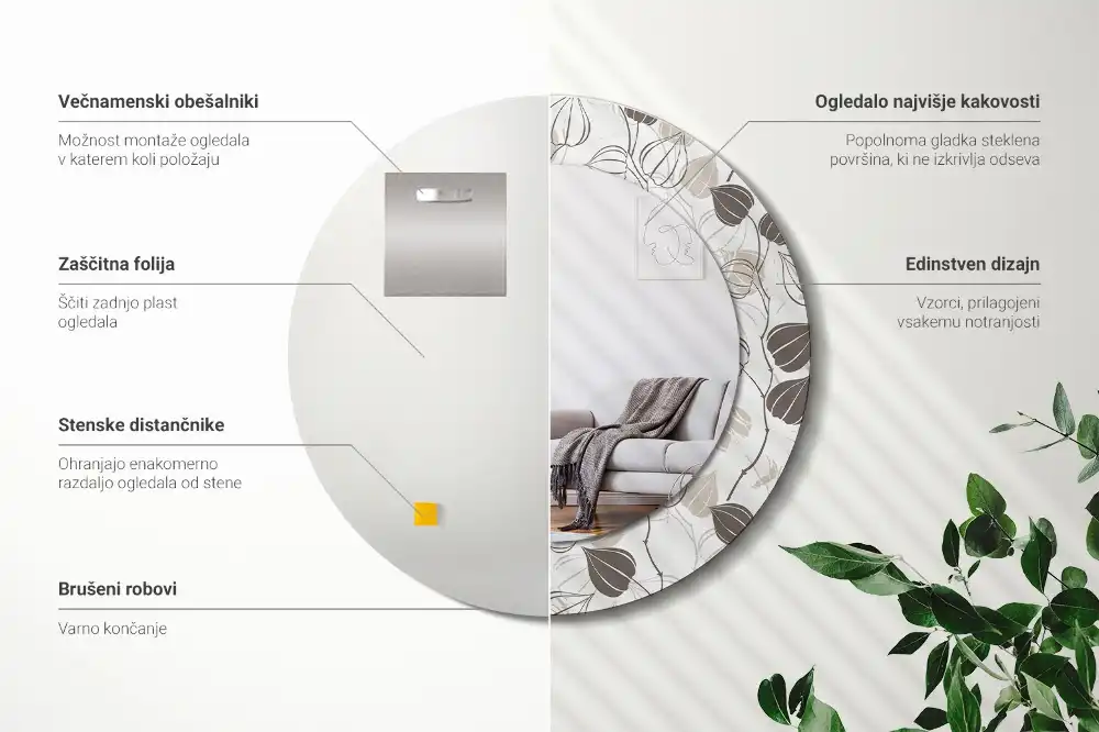 Runden spiegel Abstrakt-blumig