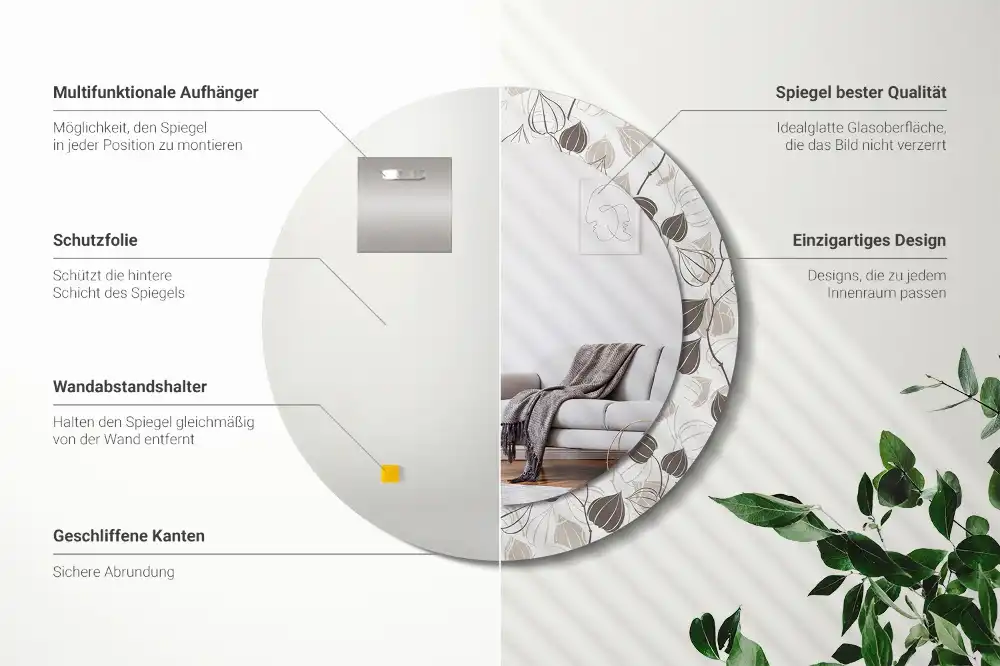 Runden spiegel Abstrakt-blumig