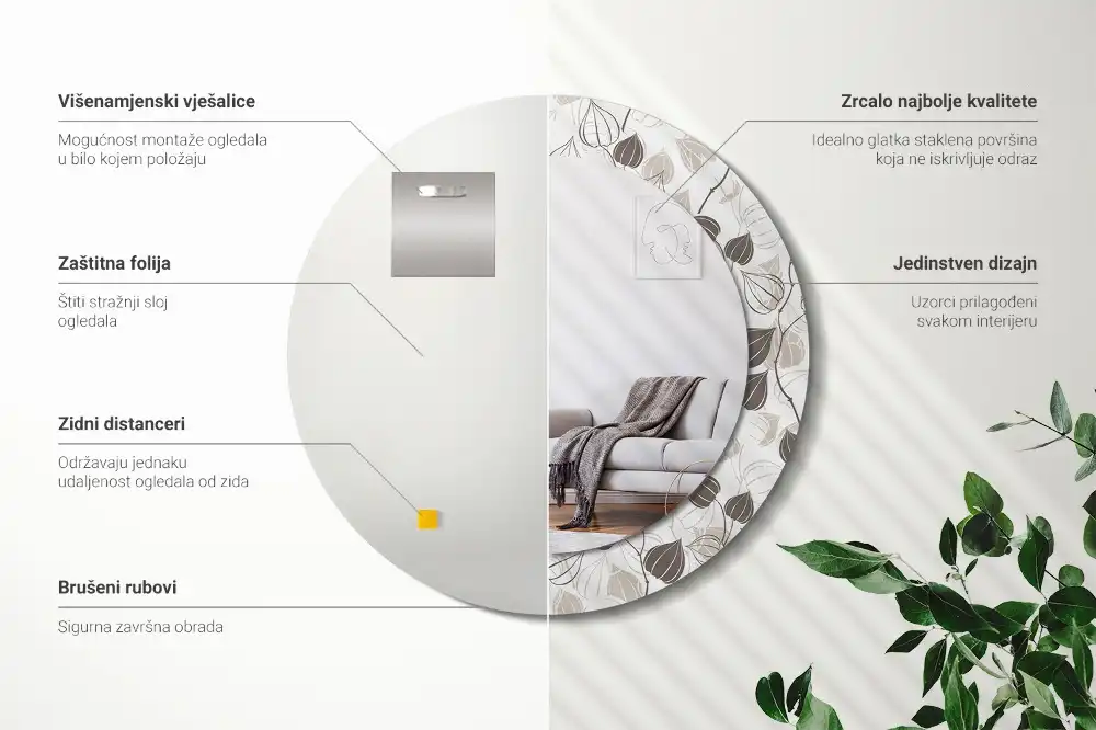 Runden spiegel Abstrakt-blumig