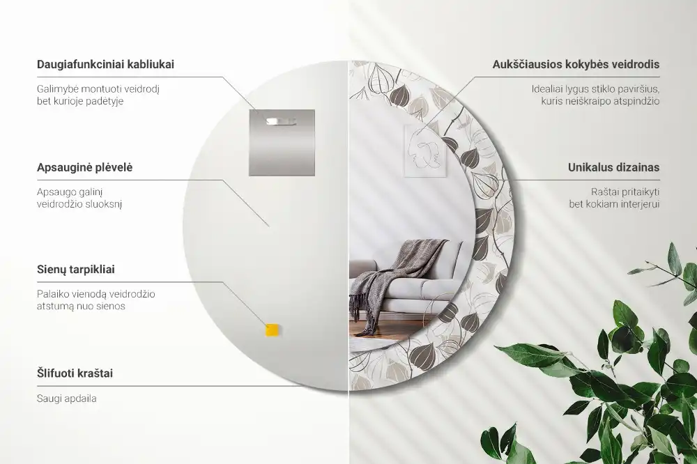 Runden spiegel Abstrakt-blumig