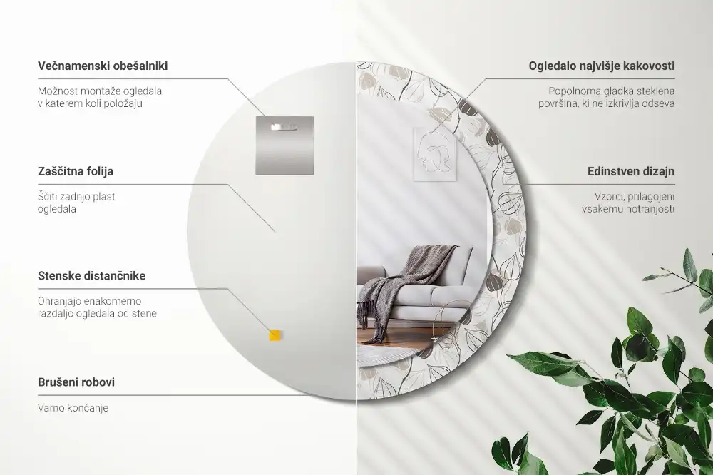 Runden spiegel Abstrakt-blumig