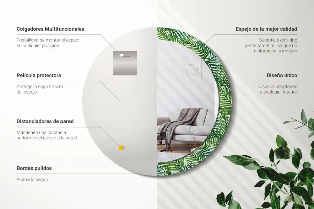 Spiegel rund Tropische Palme