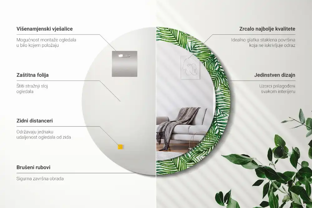 Spiegel rund Tropische Palme