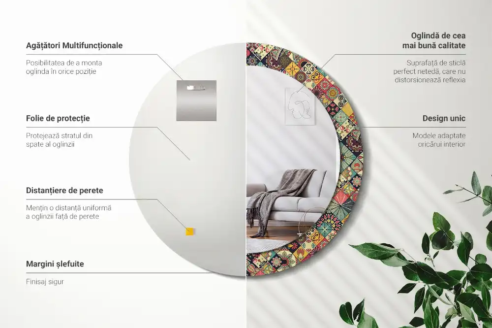 Runden spiegel Patchwork-Fliesen