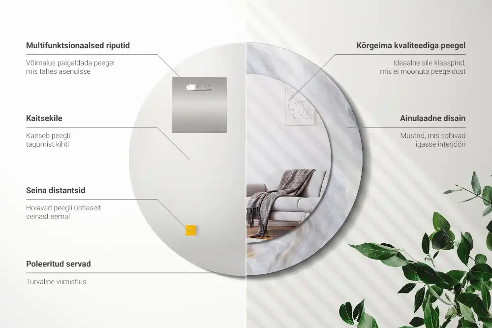 Spiegel mit bedrucktem Rahmen rund Abstrakter Marmor