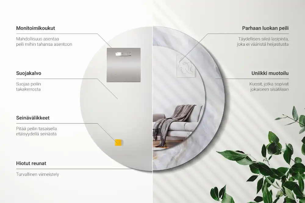 Spiegel mit bedrucktem Rahmen rund Abstrakter Marmor