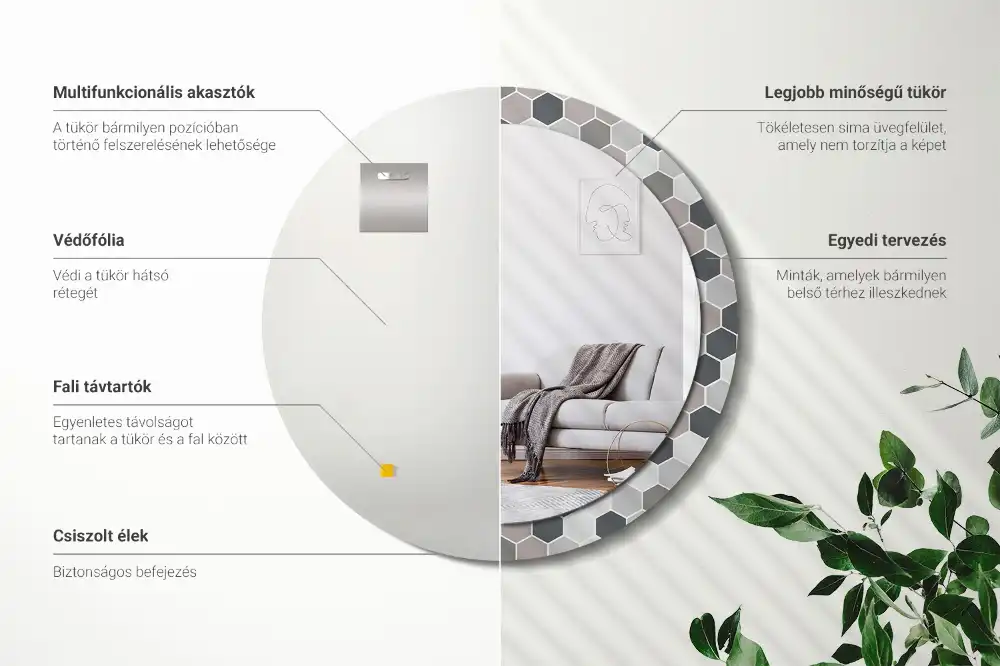 Spiegel rund Sechseckiges Muster