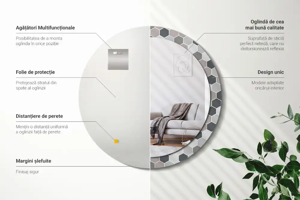 Spiegel rund Sechseckiges Muster