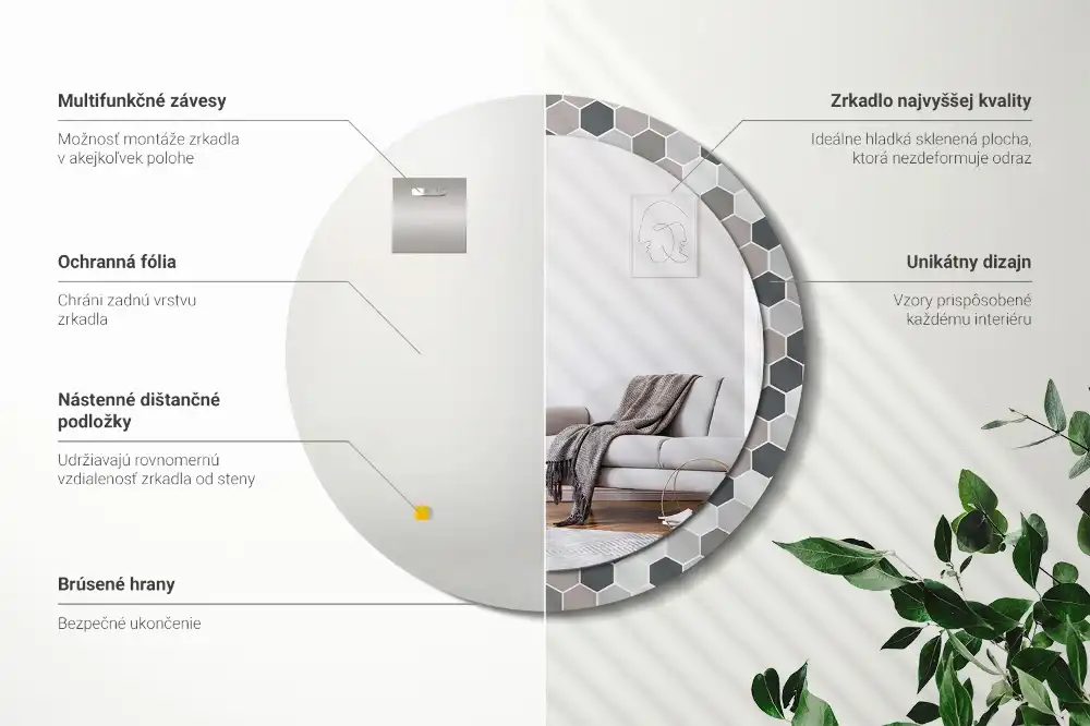 Spiegel rund Sechseckiges Muster