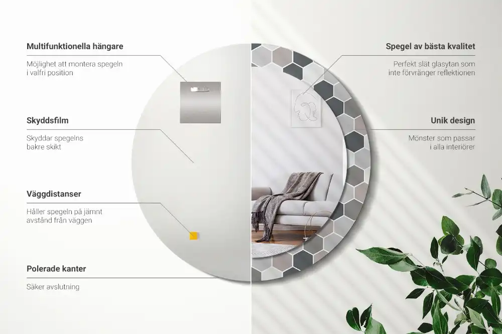 Spiegel rund Sechseckiges Muster