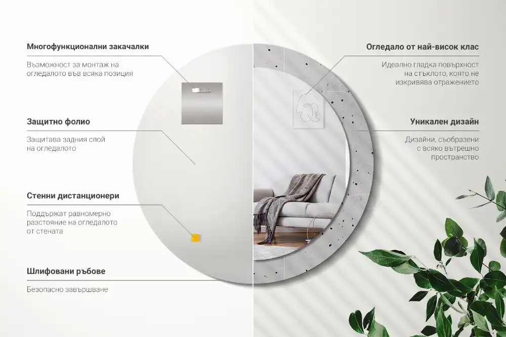 Runden spiegel Betonstruktur