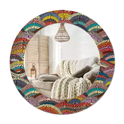 Spiegel mit bedrucktem Rahmen rund Ornament