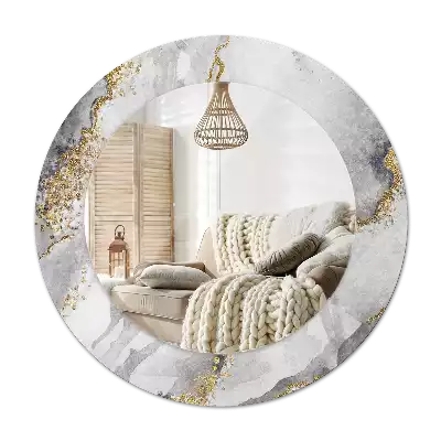 Spiegel mit bedrucktem Rahmen rund Marmor-Muster