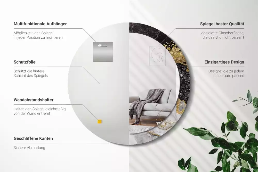 Spiegel rund Loft-Marmor