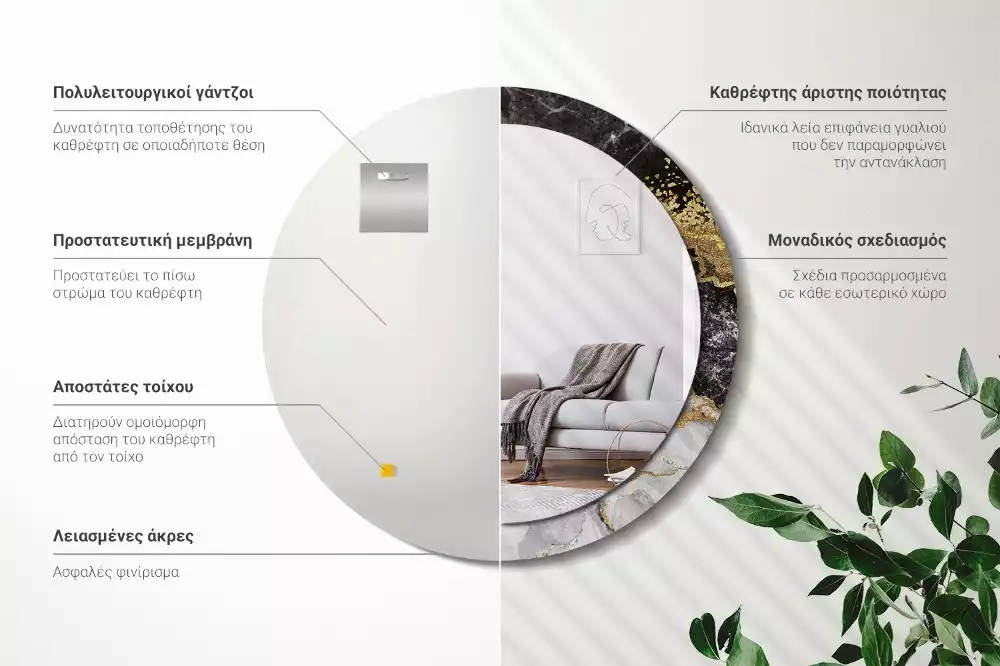 Spiegel rund Loft-Marmor