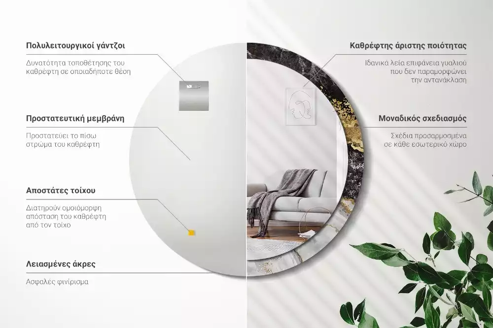 Spiegel rund Loft-Marmor