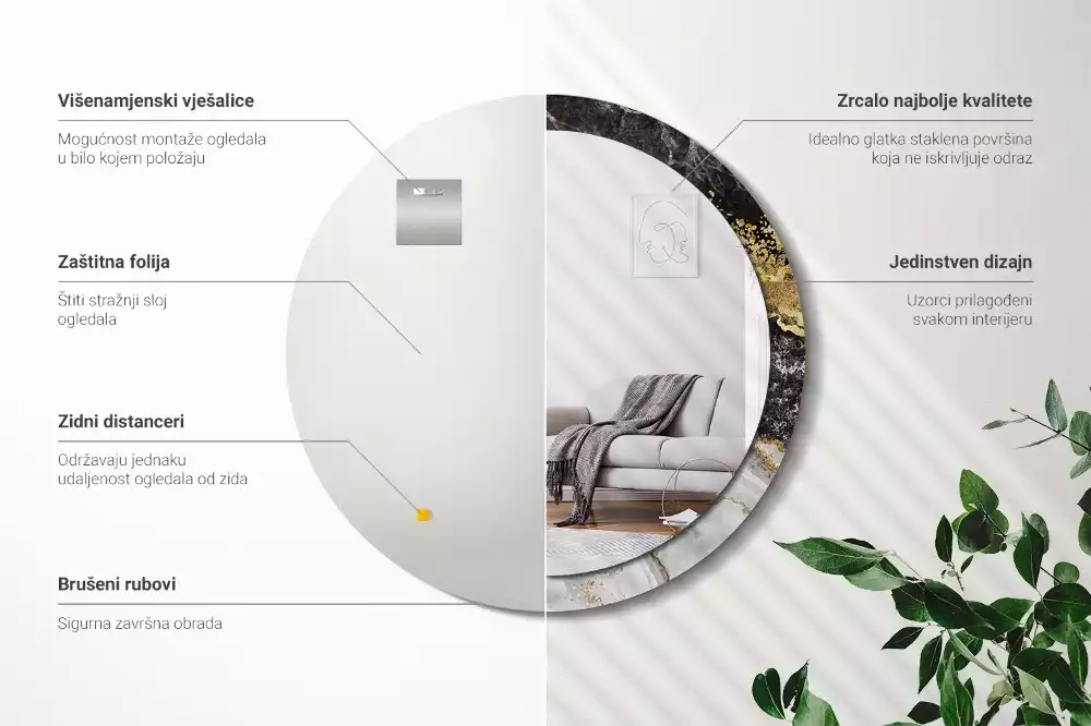 Spiegel rund Loft-Marmor