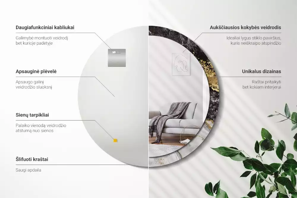 Spiegel rund Loft-Marmor