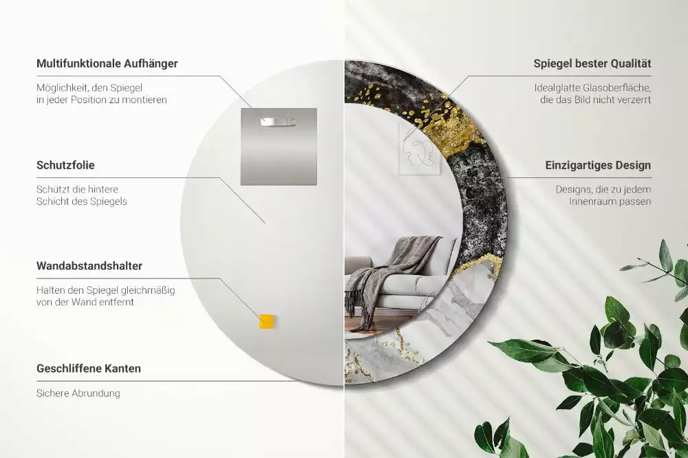 Spiegel rund Loft-Marmor