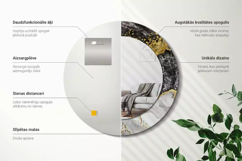 Spiegel rund Loft-Marmor