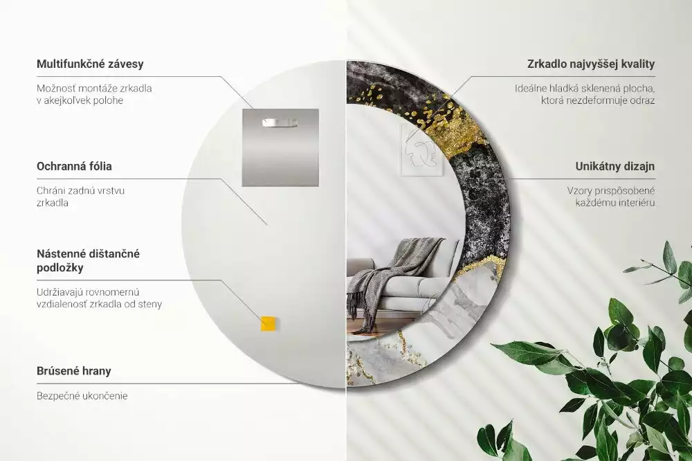 Spiegel rund Loft-Marmor