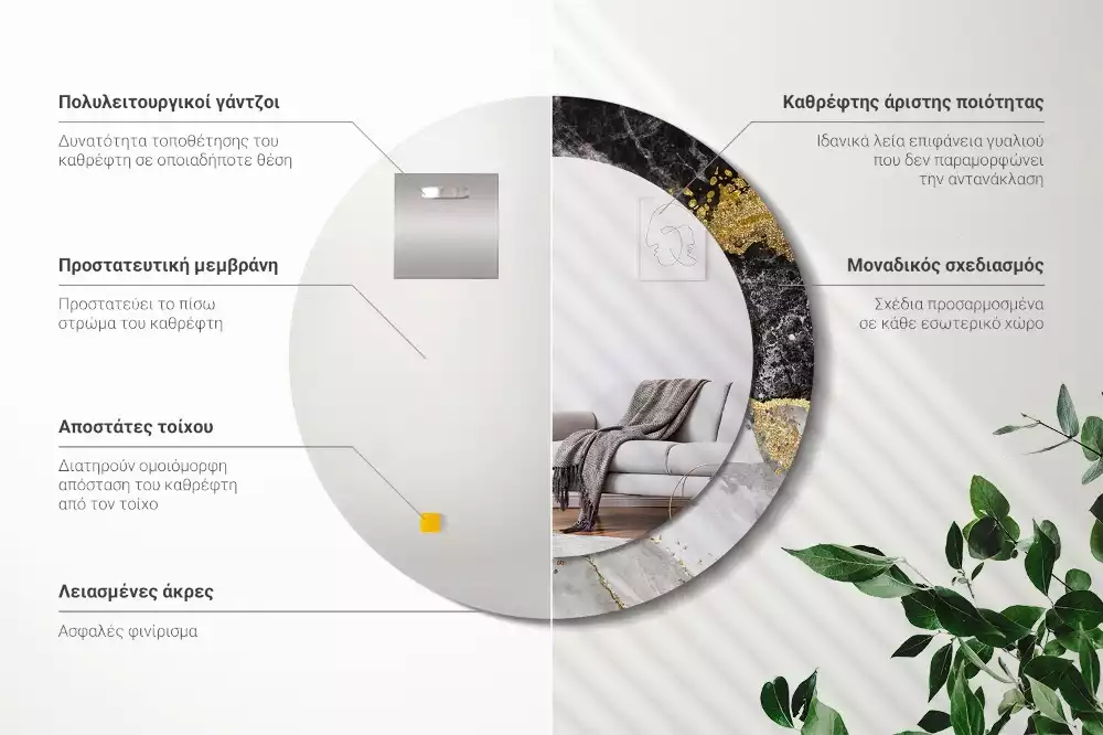 Spiegel rund Loft-Marmor