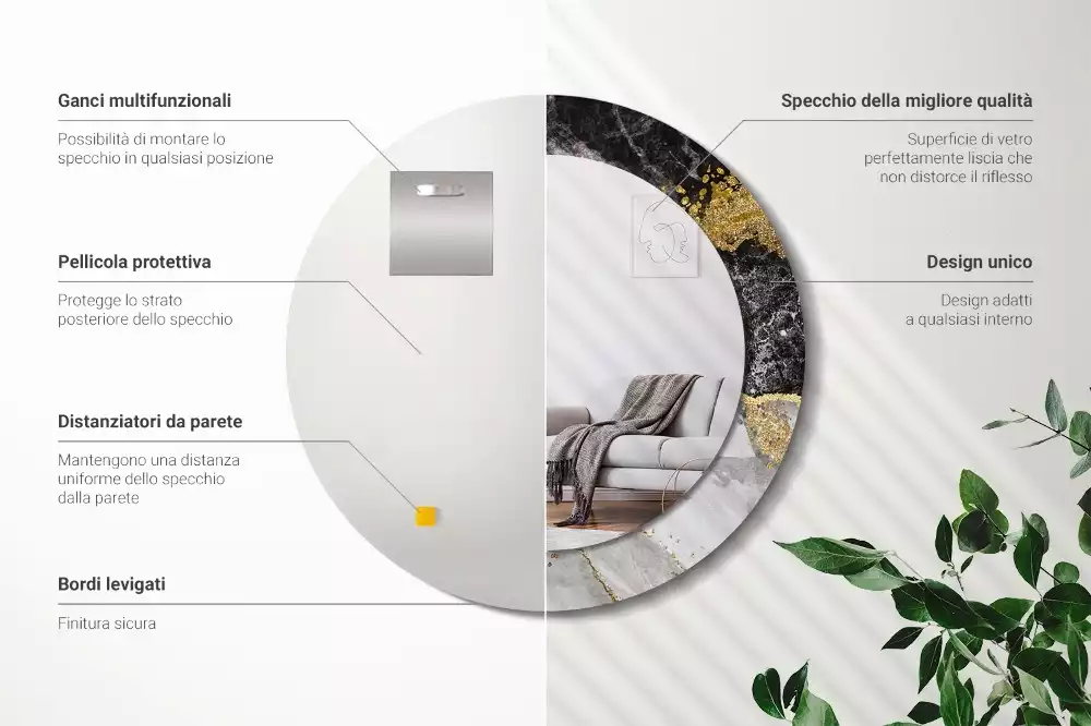 Spiegel rund Loft-Marmor