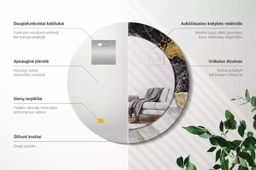 Spiegel rund Loft-Marmor