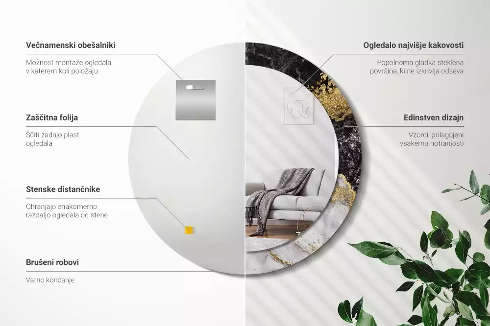 Spiegel rund Loft-Marmor