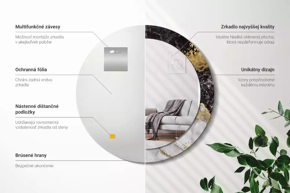 Spiegel rund Loft-Marmor