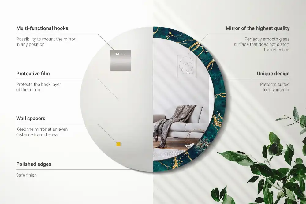 Spiegel rund Grüner Marmor