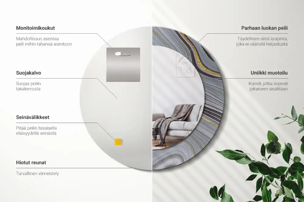 Runden spiegel Grauer Marmor