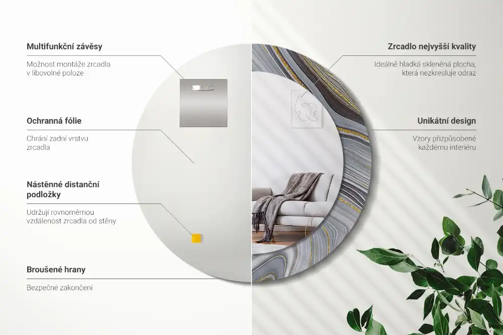 Runden spiegel Grauer Marmor