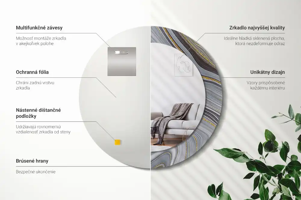 Runden spiegel Grauer Marmor