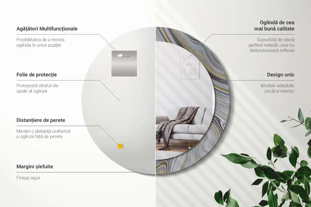 Runden spiegel Grauer Marmor