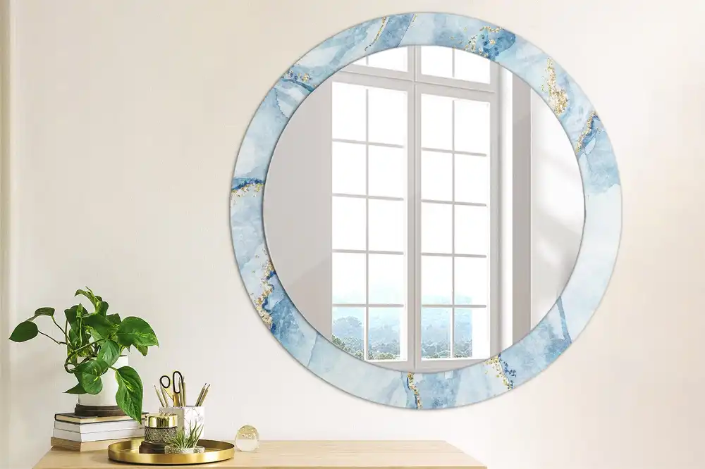 Spiegel rund Himmelblauer Marmor